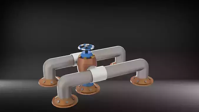 Sci-Fi Industrial Pipe Assembly with Valve