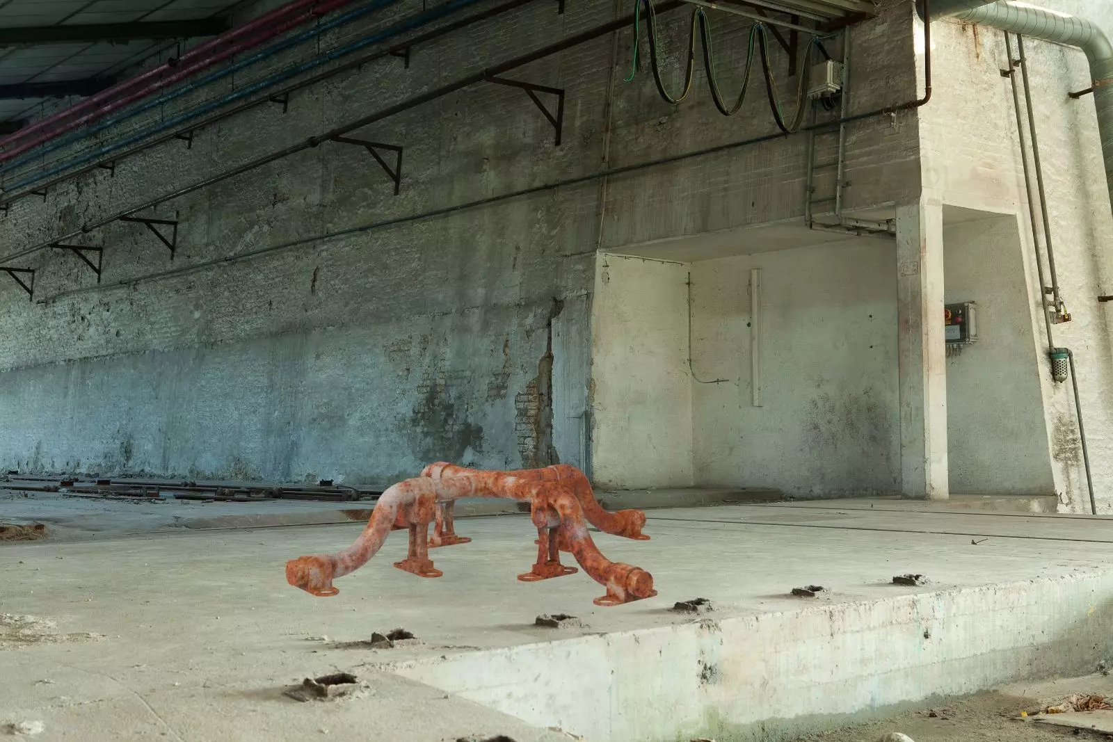 Rusted and Colorful industrial pipeline 3D print model_1