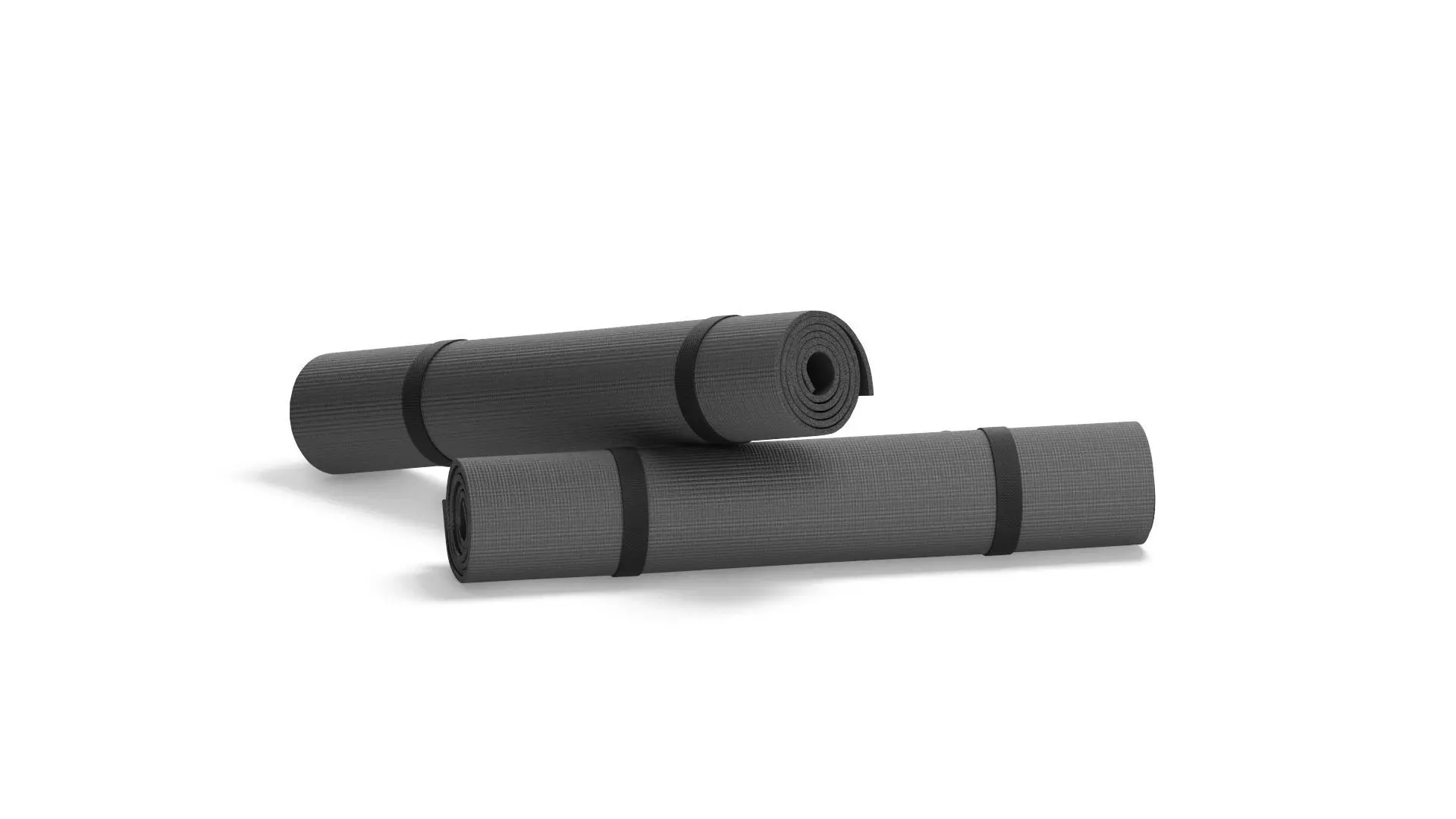 Black Twisted Yoga Mat Set - two gym roll yogi pad with handles 3D model_3