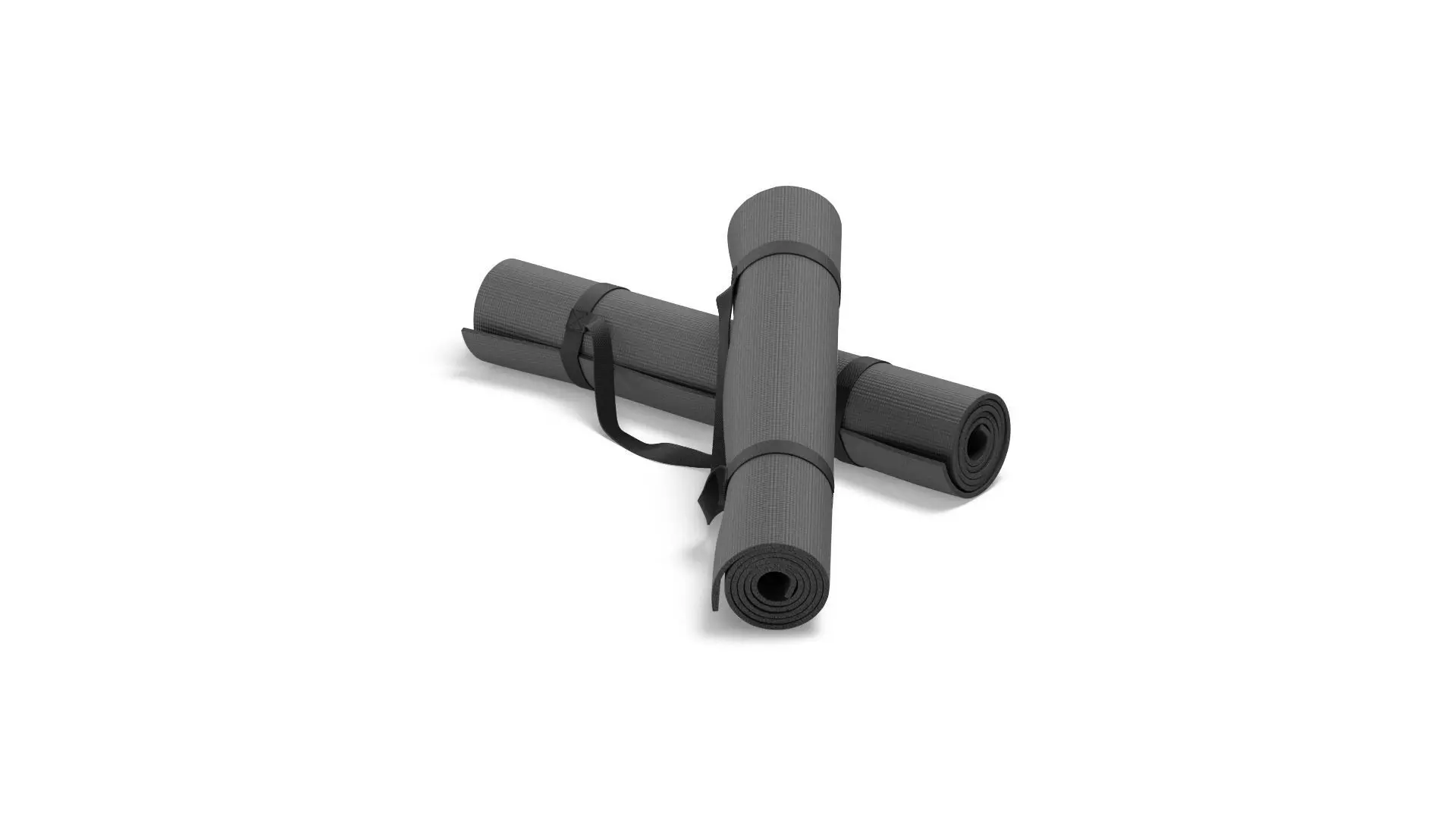 Black Twisted Yoga Mat Set - two gym roll yogi pad with handles 3D model_2