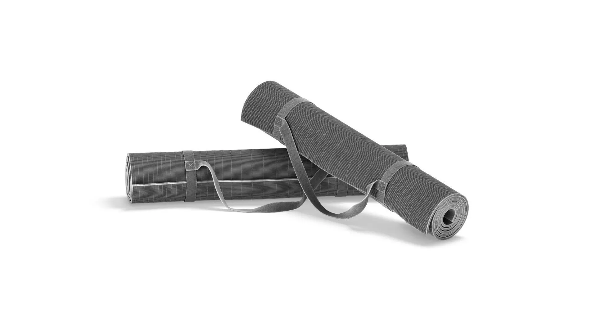 Black Twisted Yoga Mat Set - two gym roll yogi pad with handles 3D model_8