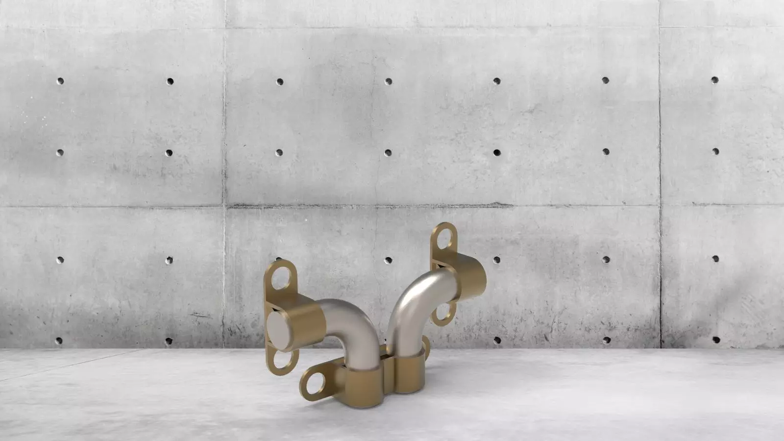  A detailed dual-pipe metal assembly 3D print model_0