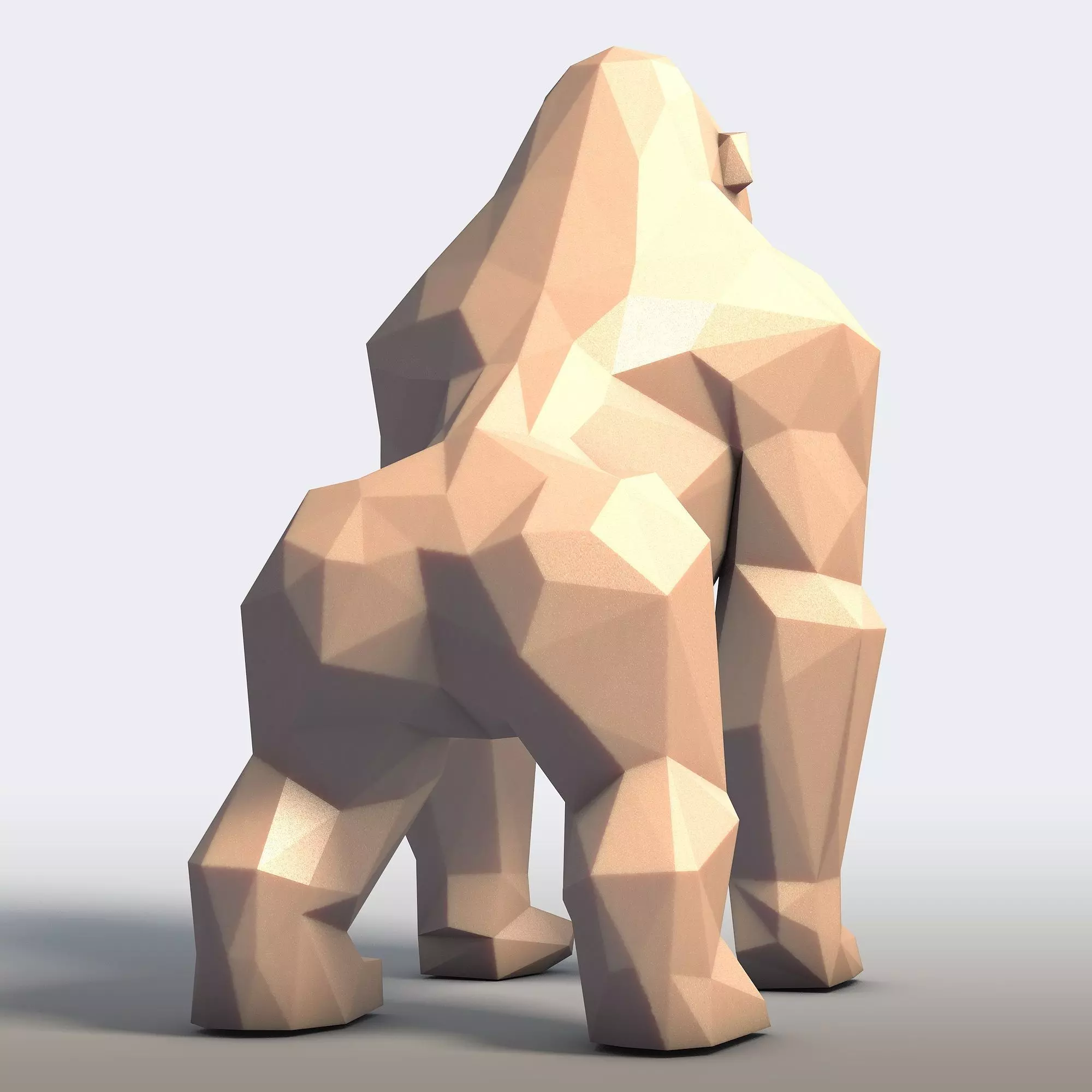 Gorilla Low Poly 3D print model_3