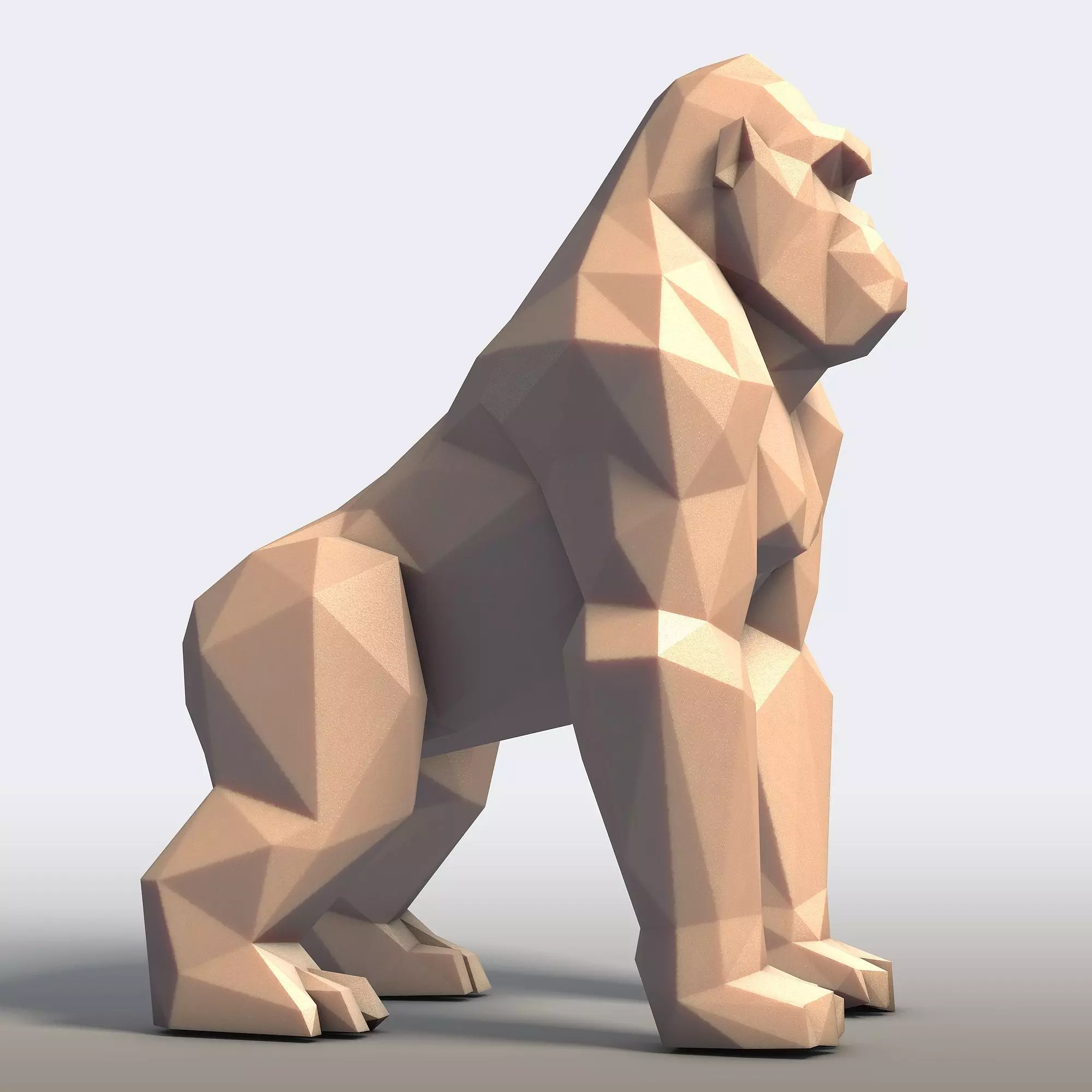 Gorilla Low Poly 3D print model_1