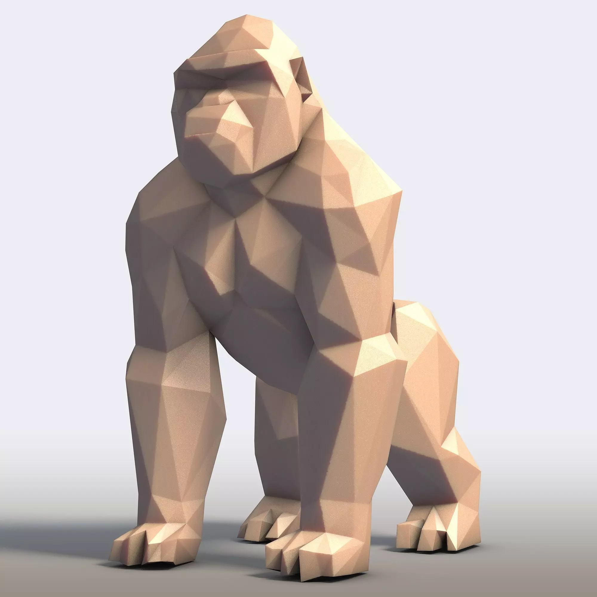 Gorilla Low Poly 3D print model_6