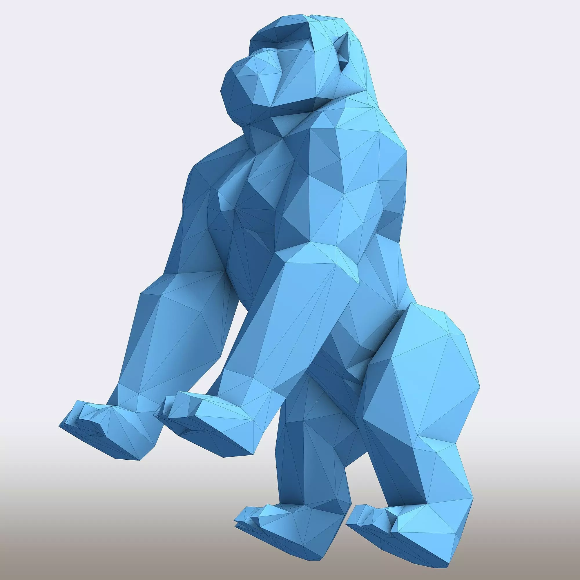 Gorilla Low Poly 3D print model_8