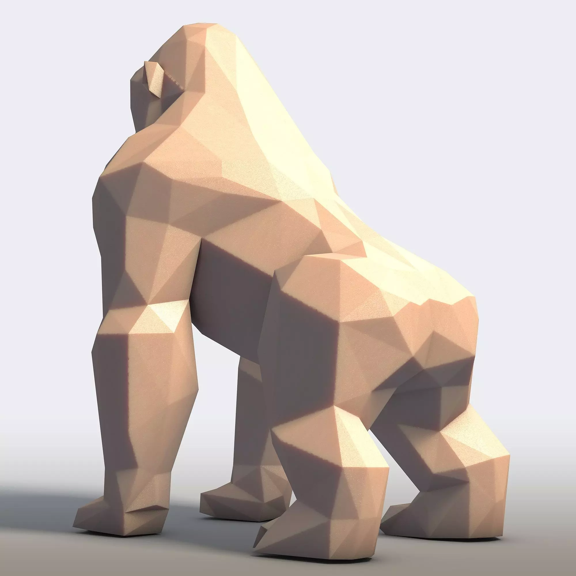 Gorilla Low Poly 3D print model_4