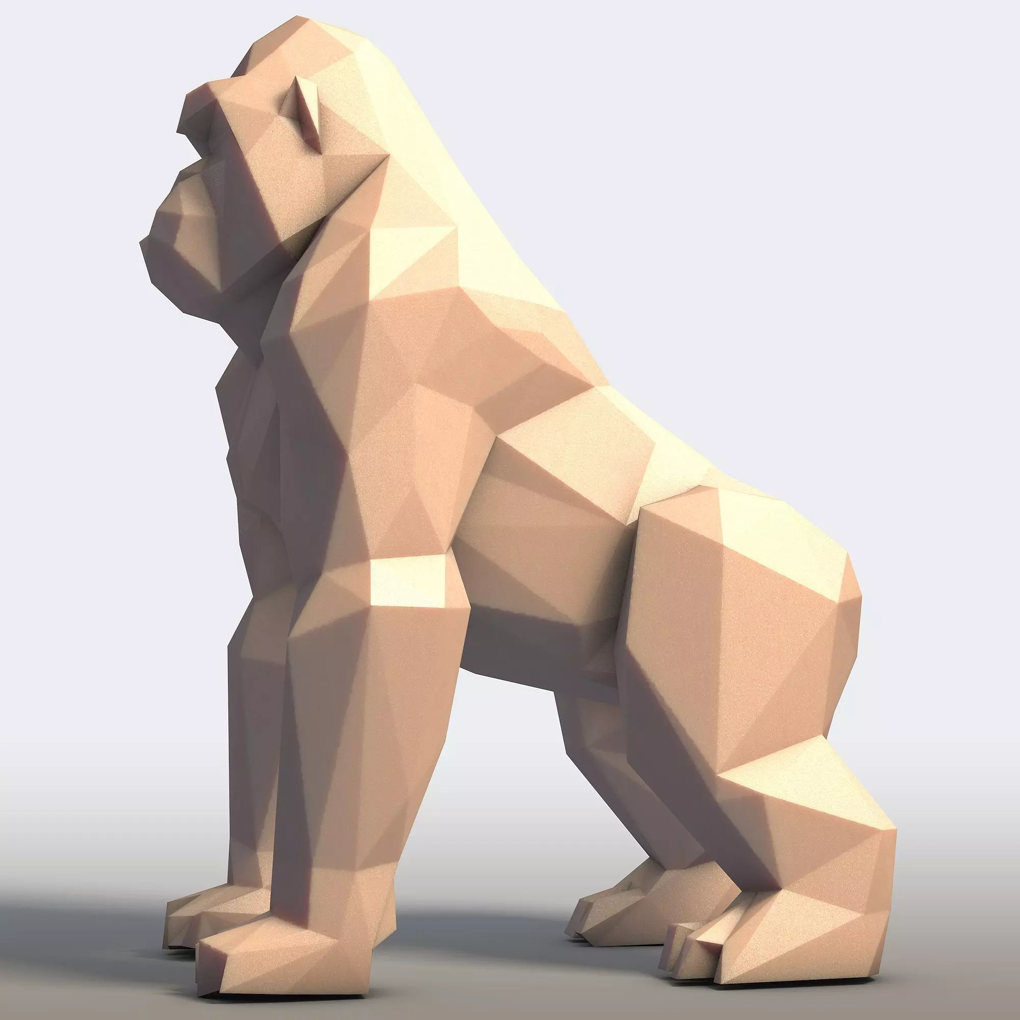 Gorilla Low Poly 3D print model_5