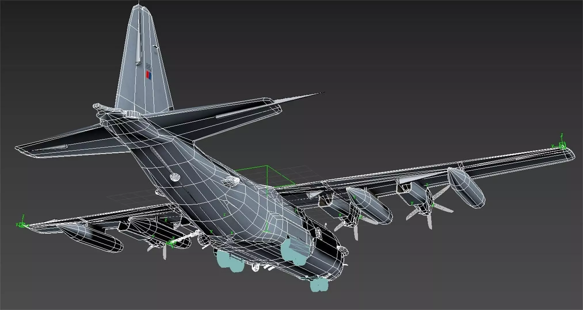 Lockheed AC-130J Ghostrider Low-poly 3D model_9