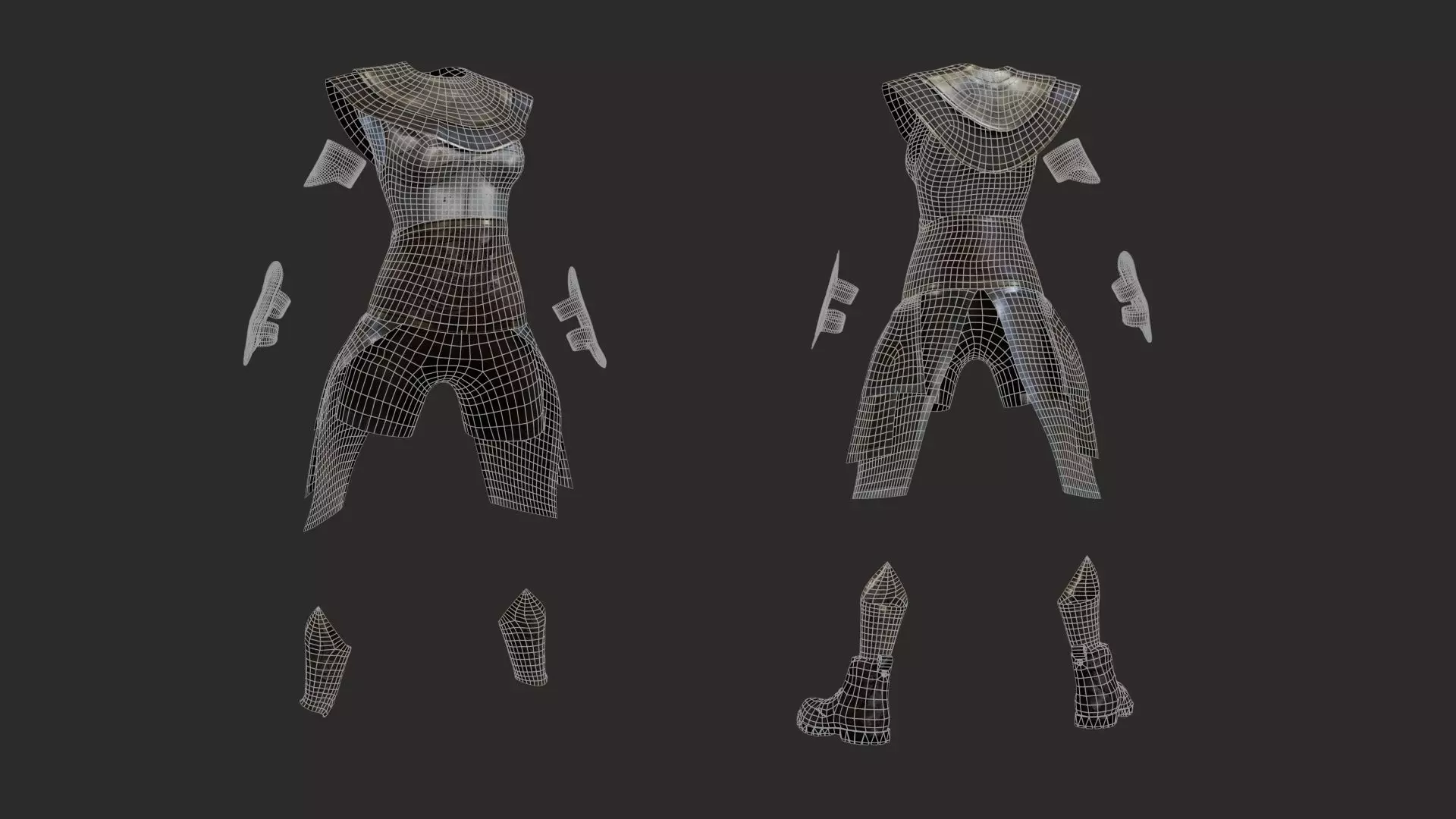 Legendary Female Warrior Armor - Rigged Low-Poly PBR 3D Model Low-poly 3D model_12