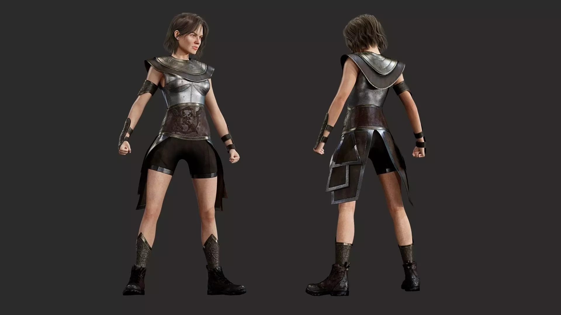 Legendary Female Warrior Armor - Rigged Low-Poly PBR 3D Model Low-poly 3D model_4