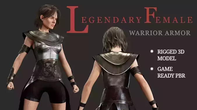 Legendary Female Warrior Armor Low-poly 3D model