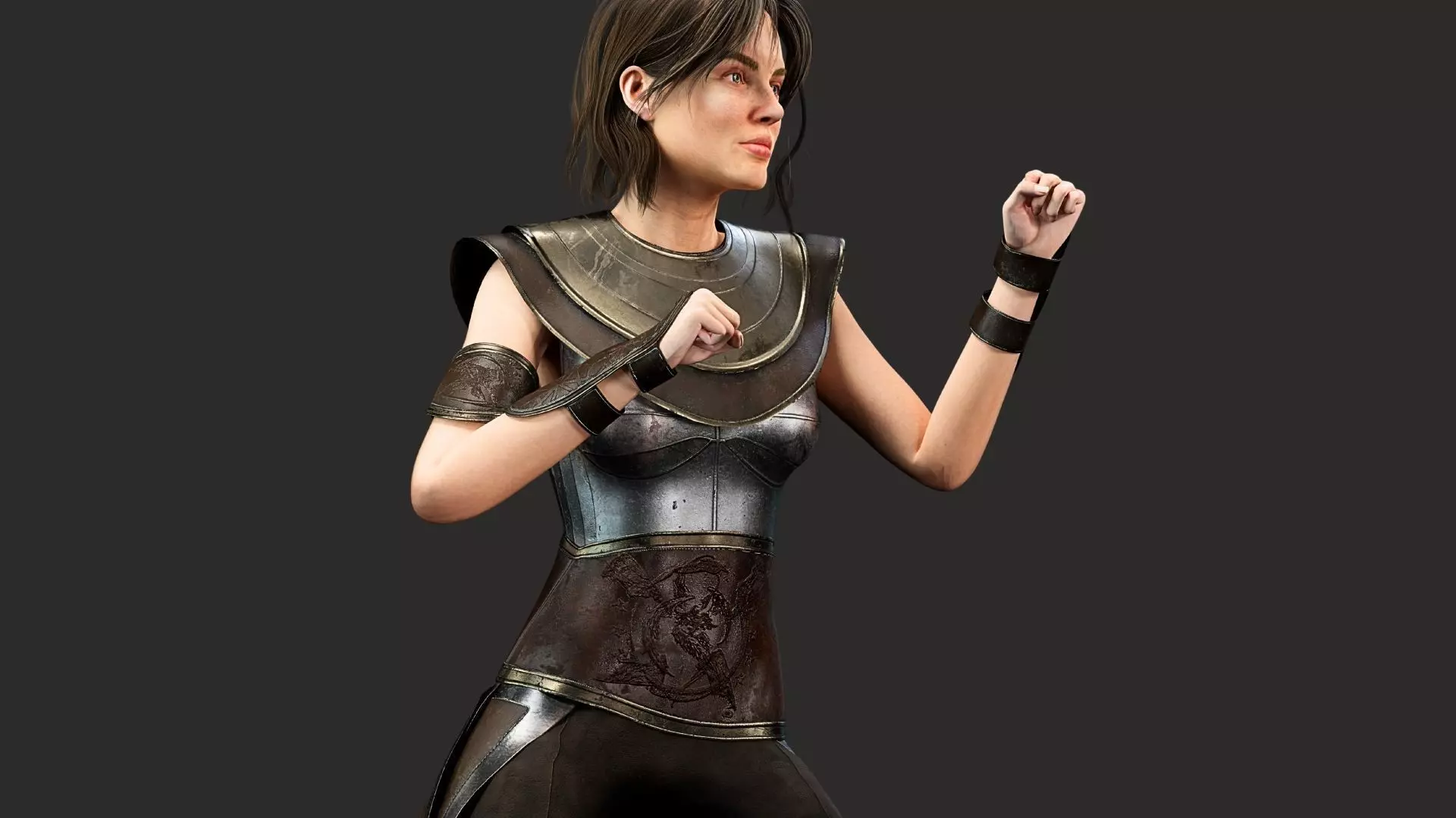 Legendary Female Warrior Armor - Rigged Low-Poly PBR 3D Model Low-poly 3D model_10