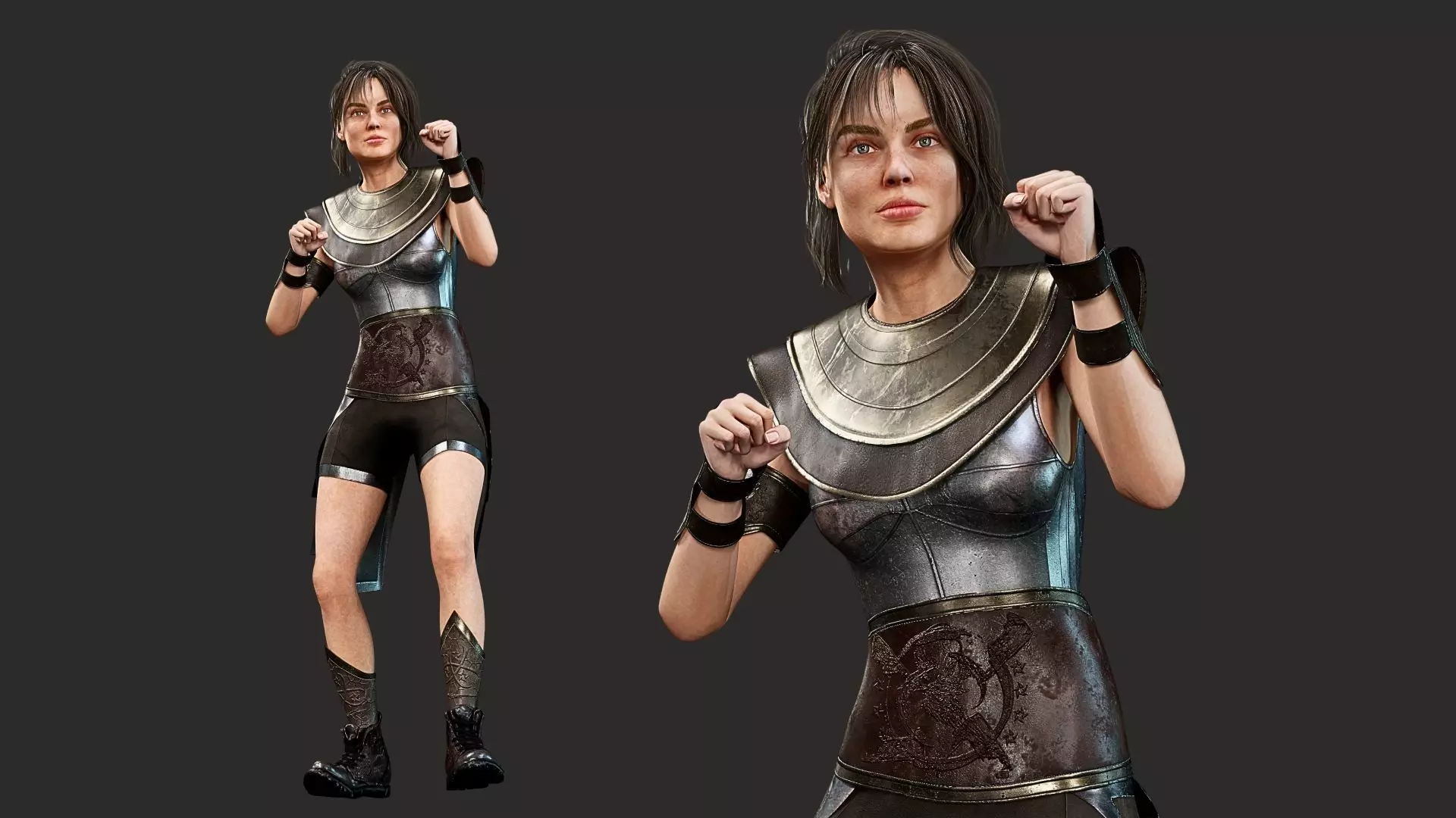 Legendary Female Warrior Armor - Rigged Low-Poly PBR 3D Model Low-poly 3D model_5