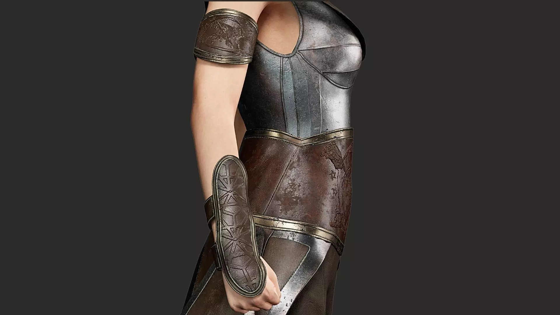 Legendary Female Warrior Armor - Rigged Low-Poly PBR 3D Model Low-poly 3D model_6
