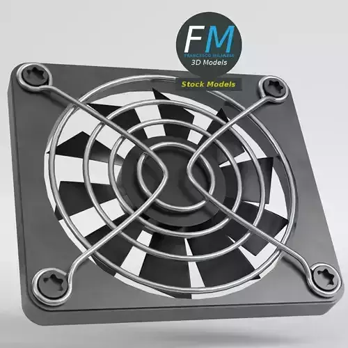 Cooling fan with grill and screws