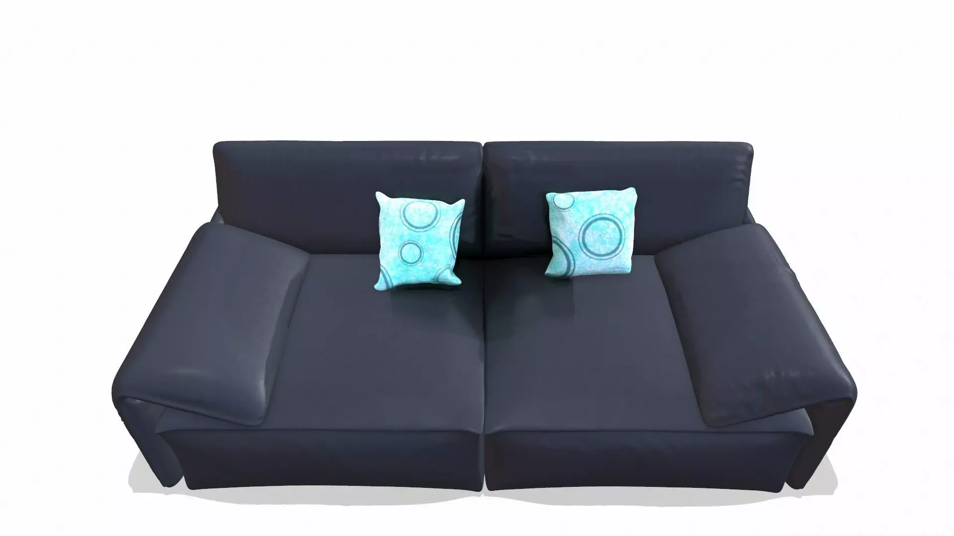 Leather Sofa Black Low-poly 3D model_7