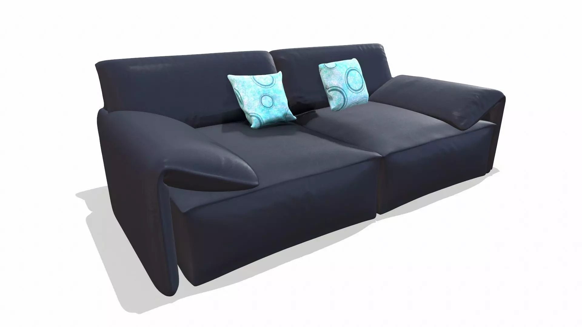 Leather Sofa Black Low-poly 3D model_3