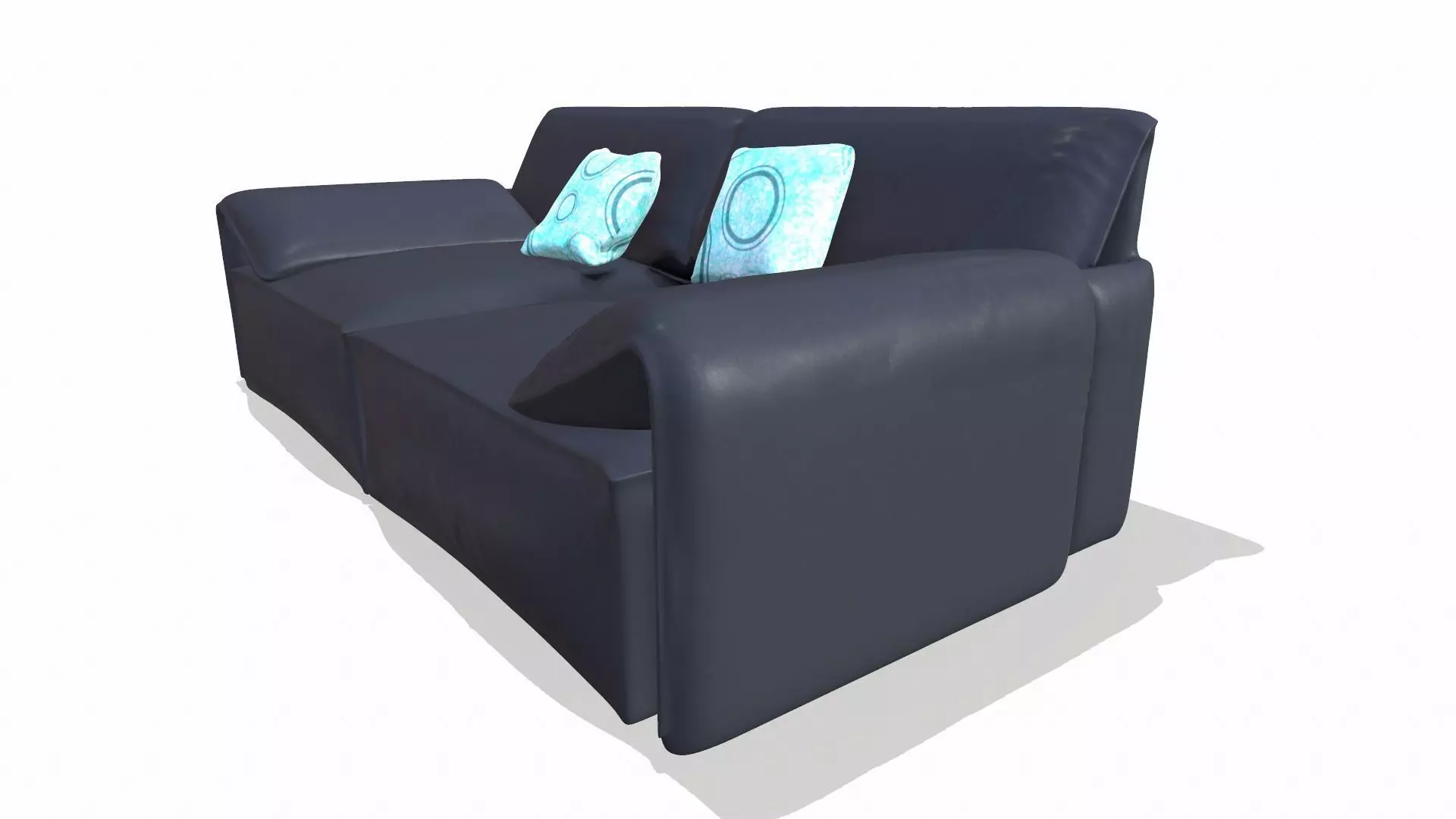Leather Sofa Black Low-poly 3D model_4