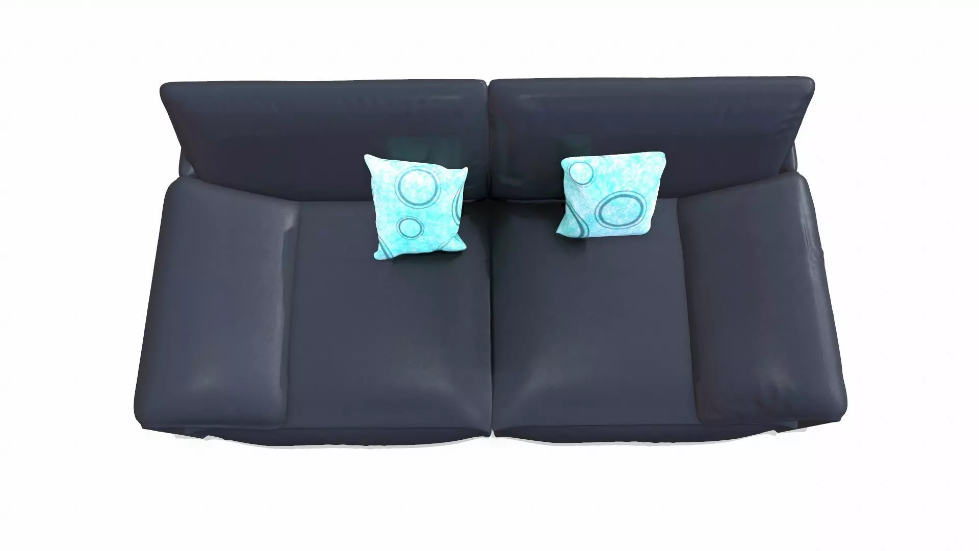 Leather Sofa Black Low-poly 3D model_2