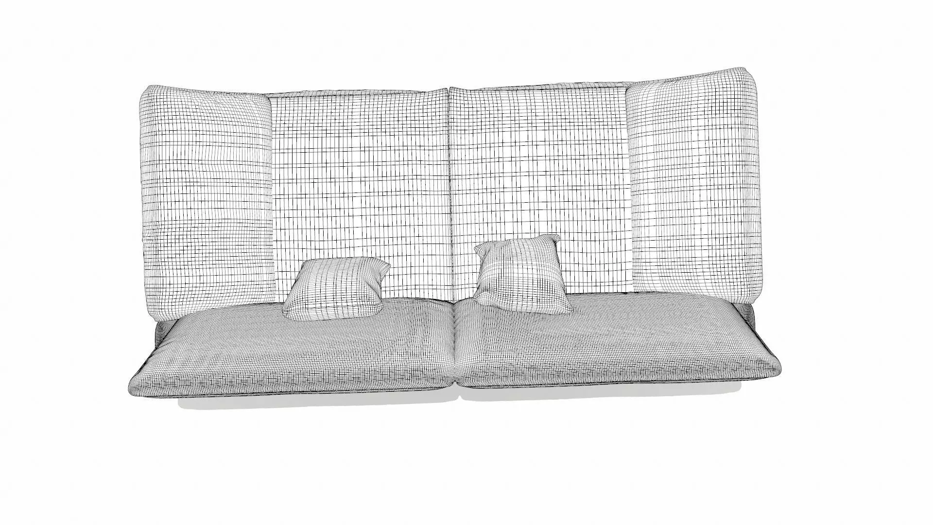 Leather Sofa Black Low-poly 3D model_11