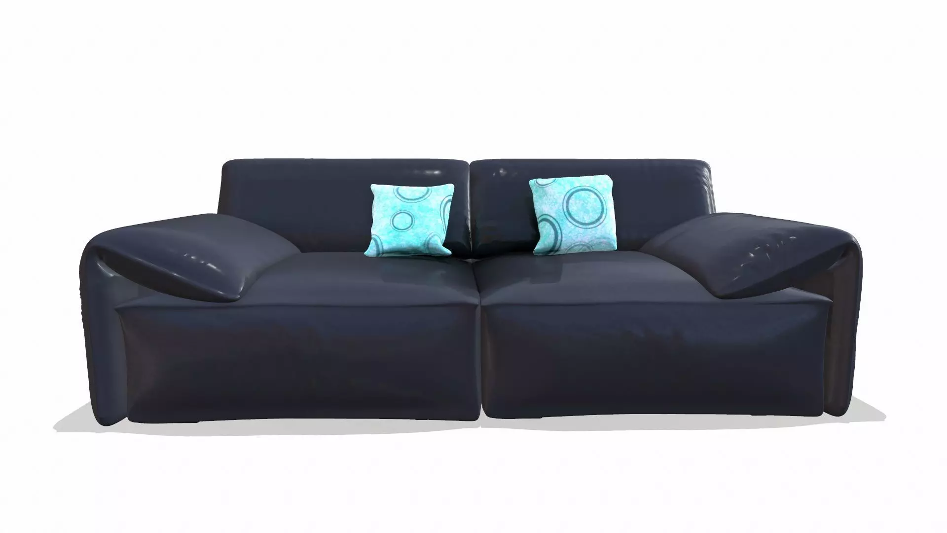 Leather Sofa Black Low-poly 3D model_0