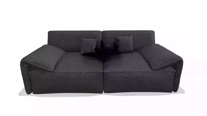 Vintage Black Leather Chesterfield Sofa Low-poly 3D model