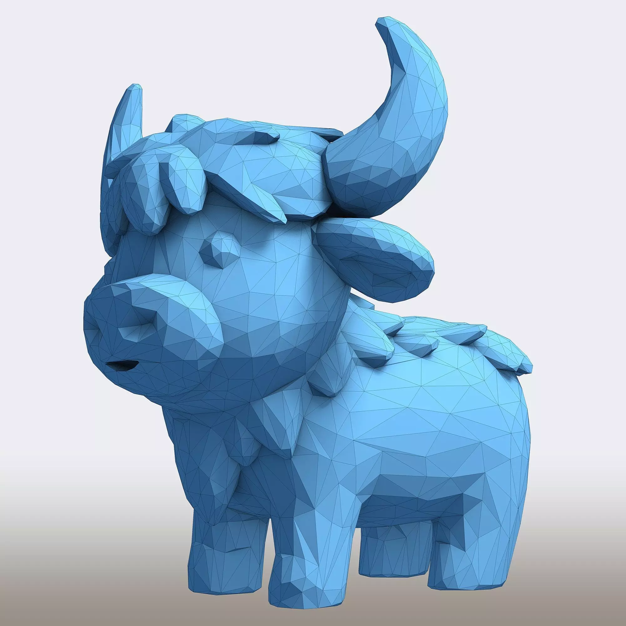 Cute Cartoon Bull Low Poly 3D print model_8