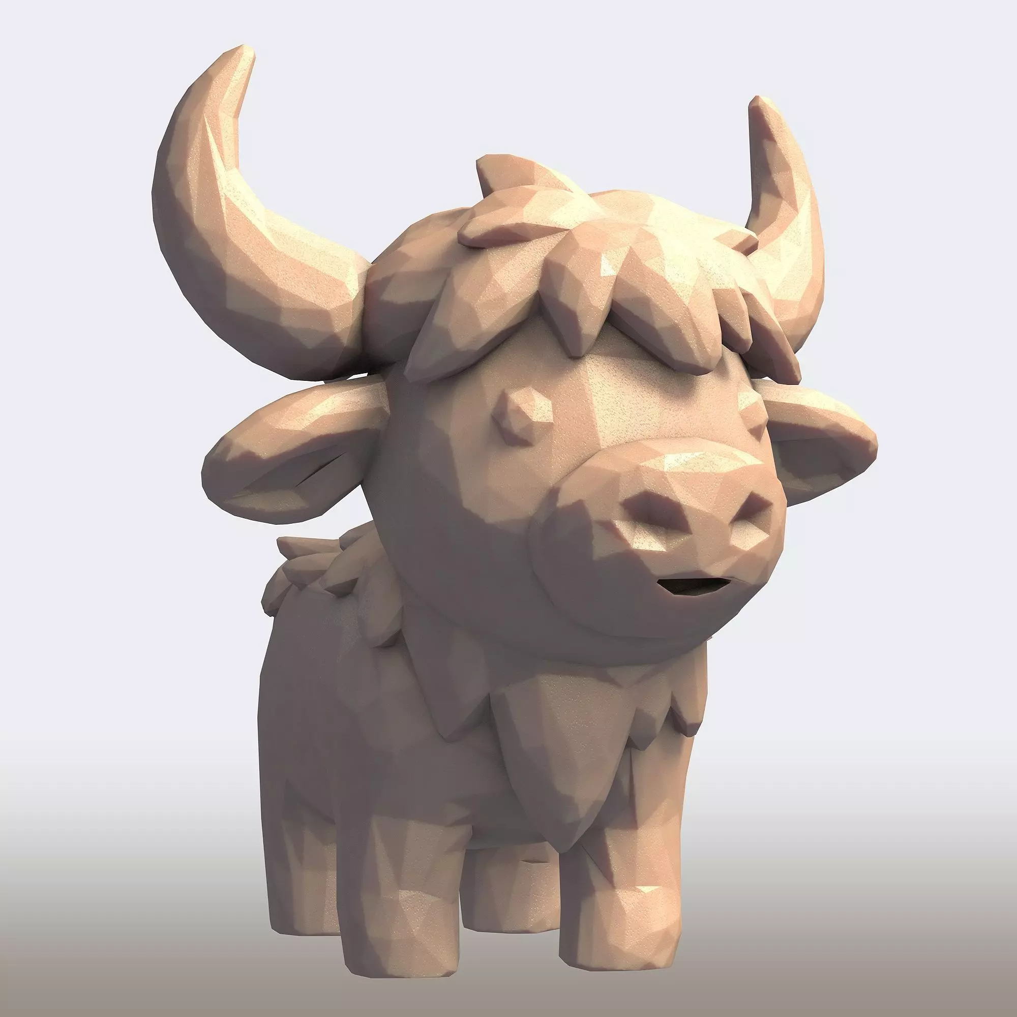 Cute Cartoon Bull Low Poly 3D print model_7