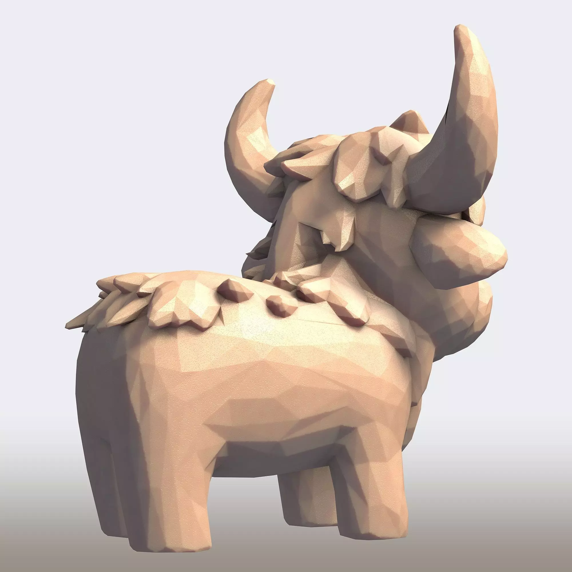 Cute Cartoon Bull Low Poly 3D print model_5