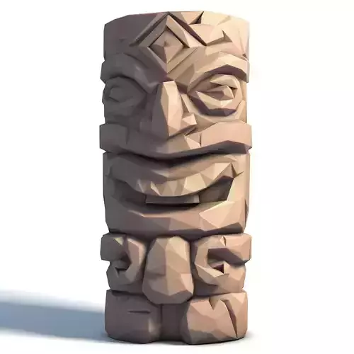 Tiki Totem Stylized Tribal Sculpture for 3D Printing 2