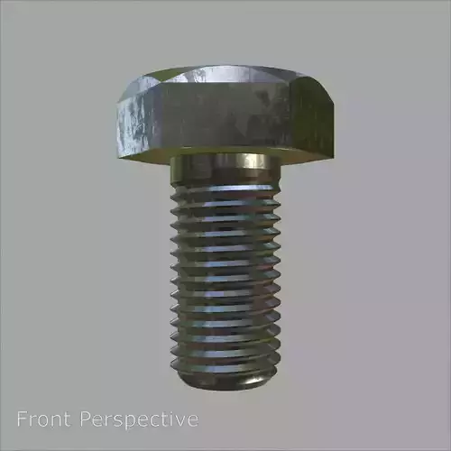 Steel Stained Hex M10 High Detail Bolt with 4K PBR Textures 3D model