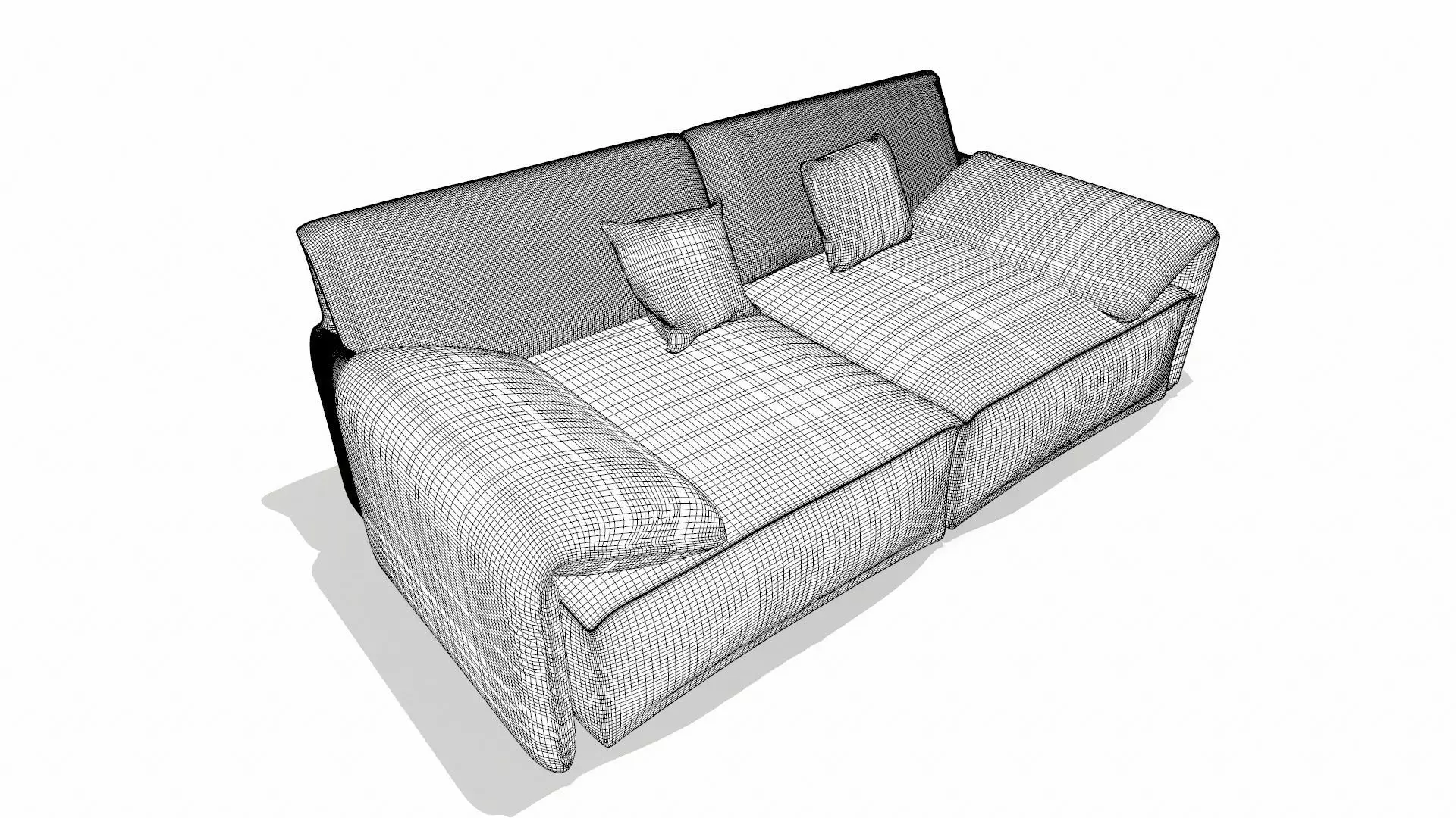 Leather Sofa Black PBR Textures Low-poly 3D model_10