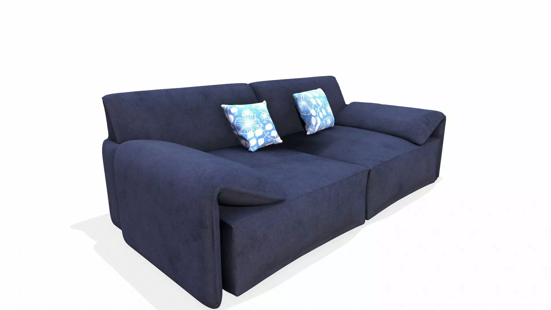 Leather Sofa Black PBR Textures Low-poly 3D model_3