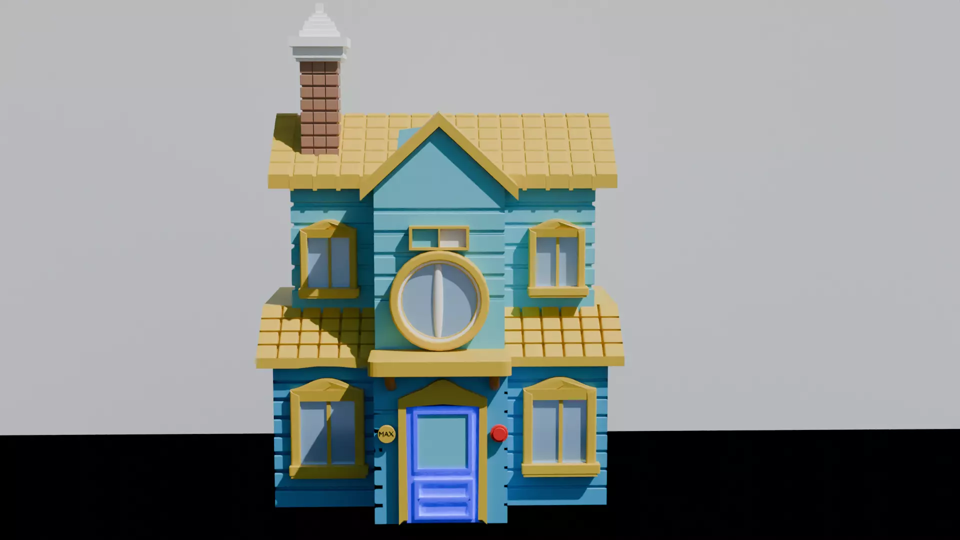 A Cartoon House Low-poly 3D model_0