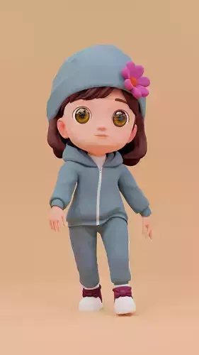 Winter Themed 3D Girl Character for Rhymes and Poems 