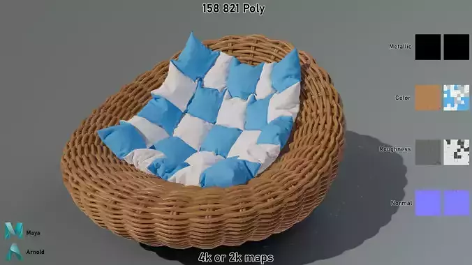 Wicker Comfort Chair Low-poly 3D model
