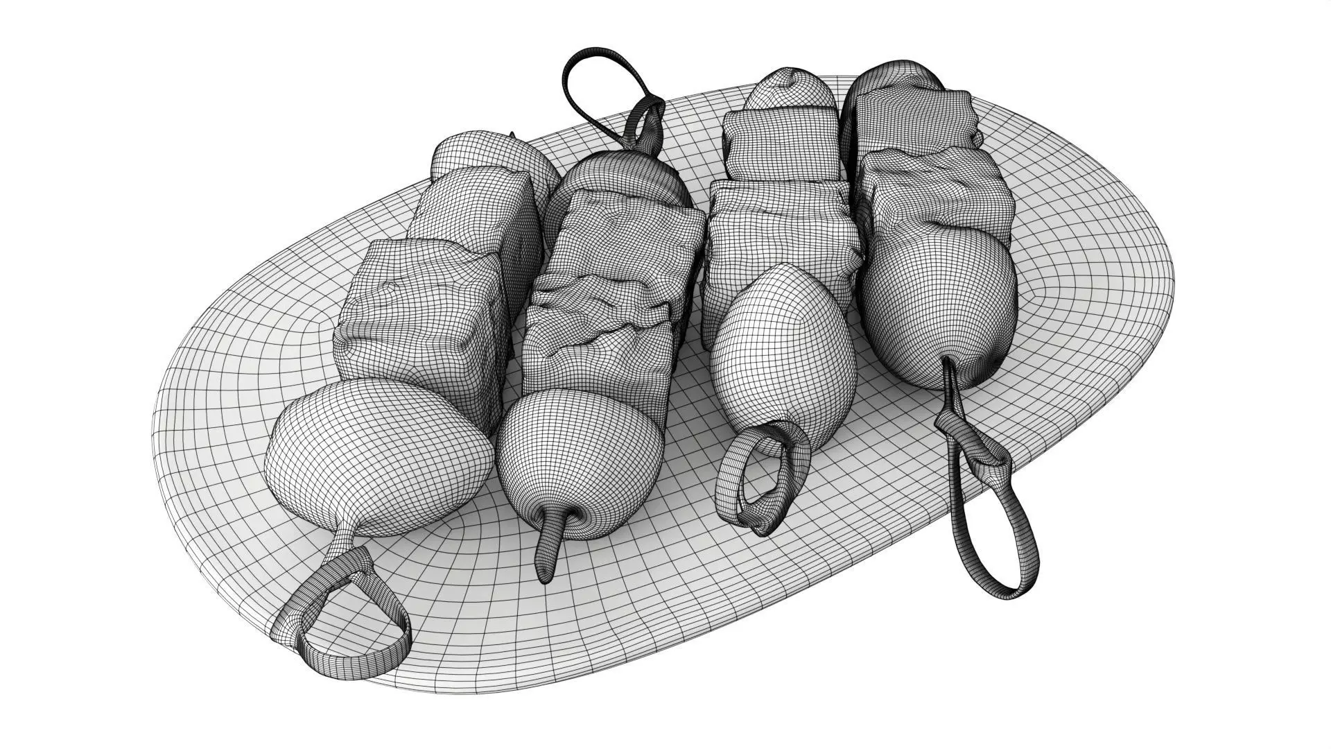 Assorted canapes on saucer Low-poly 3D model_7