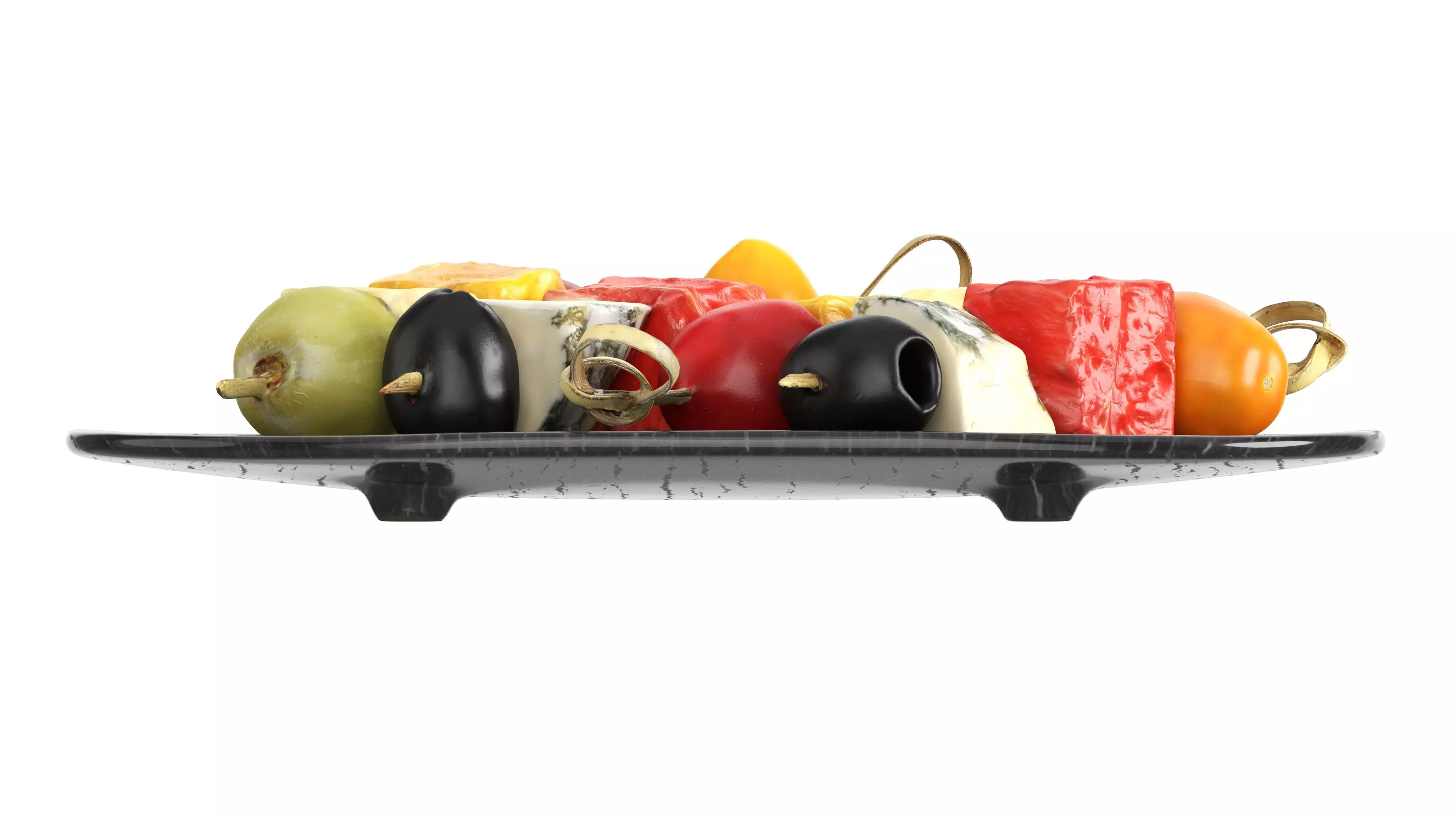 Assorted canapes on saucer Low-poly 3D model_5