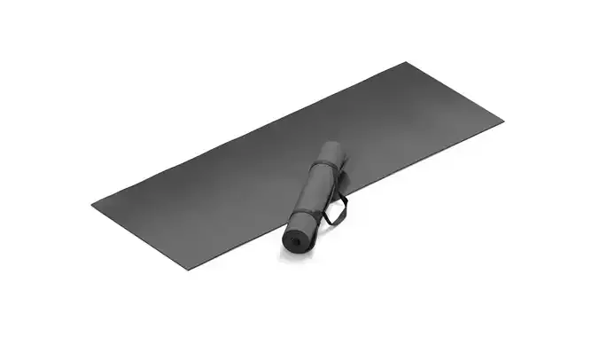 Black Unfolded and Rolled Yoga Mat Set - for fitness and pilates
