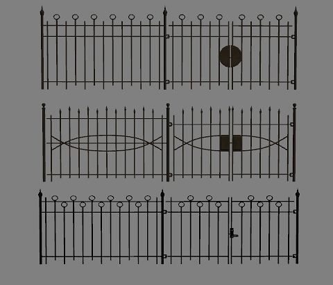 Wrought Iron Fence Kit Low-poly 3D model_3