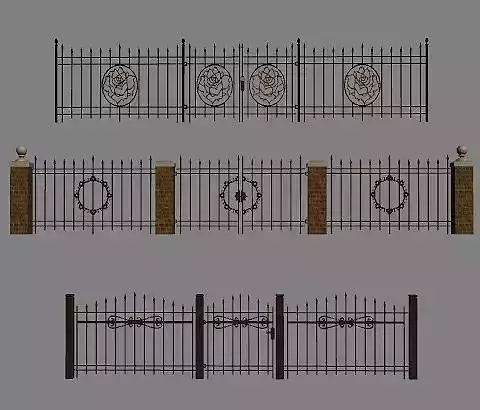 Wrought Iron Fence Kit Low-poly 3D model