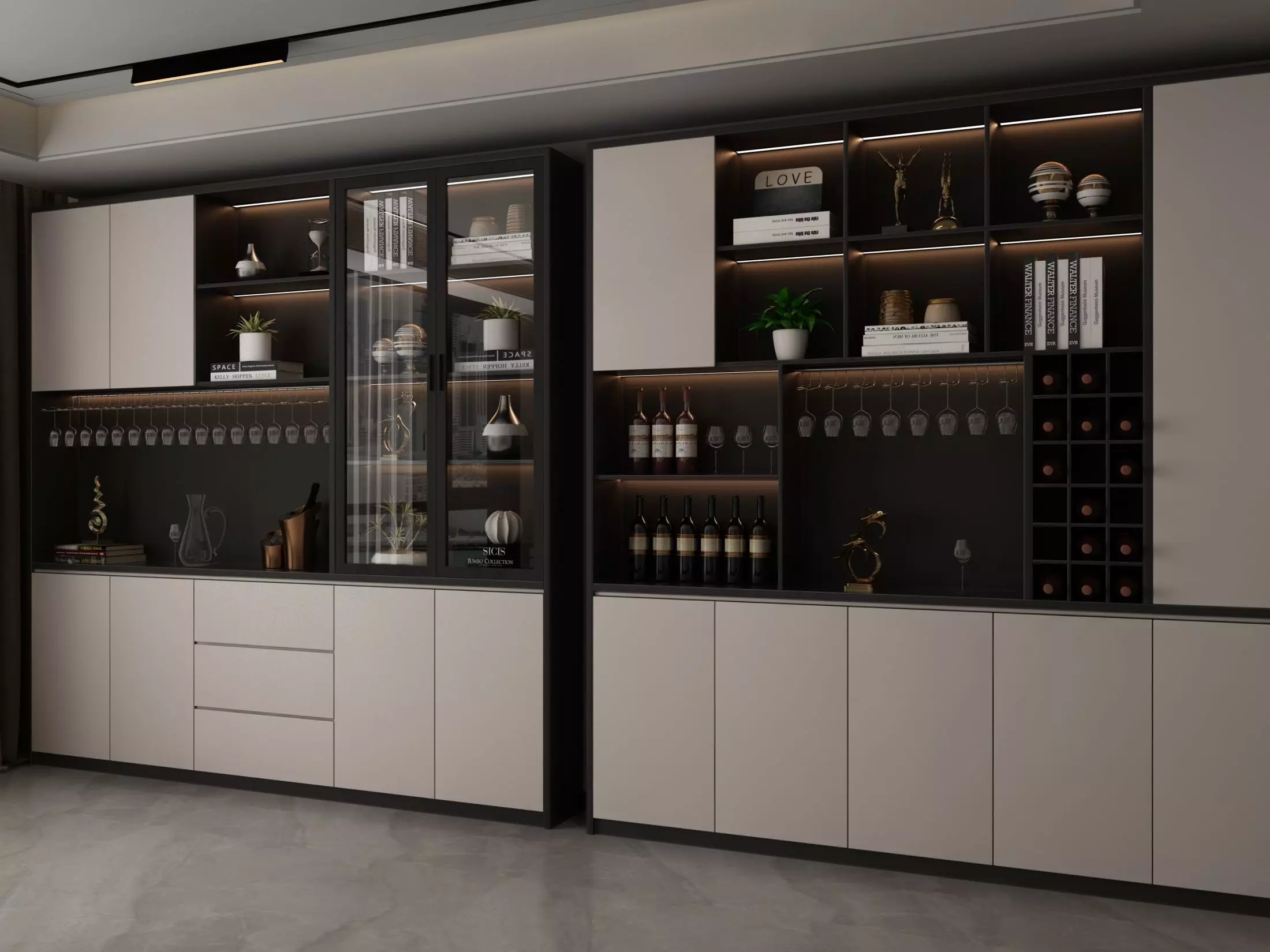 Wine cabinet Rack Cellar 3D model_1
