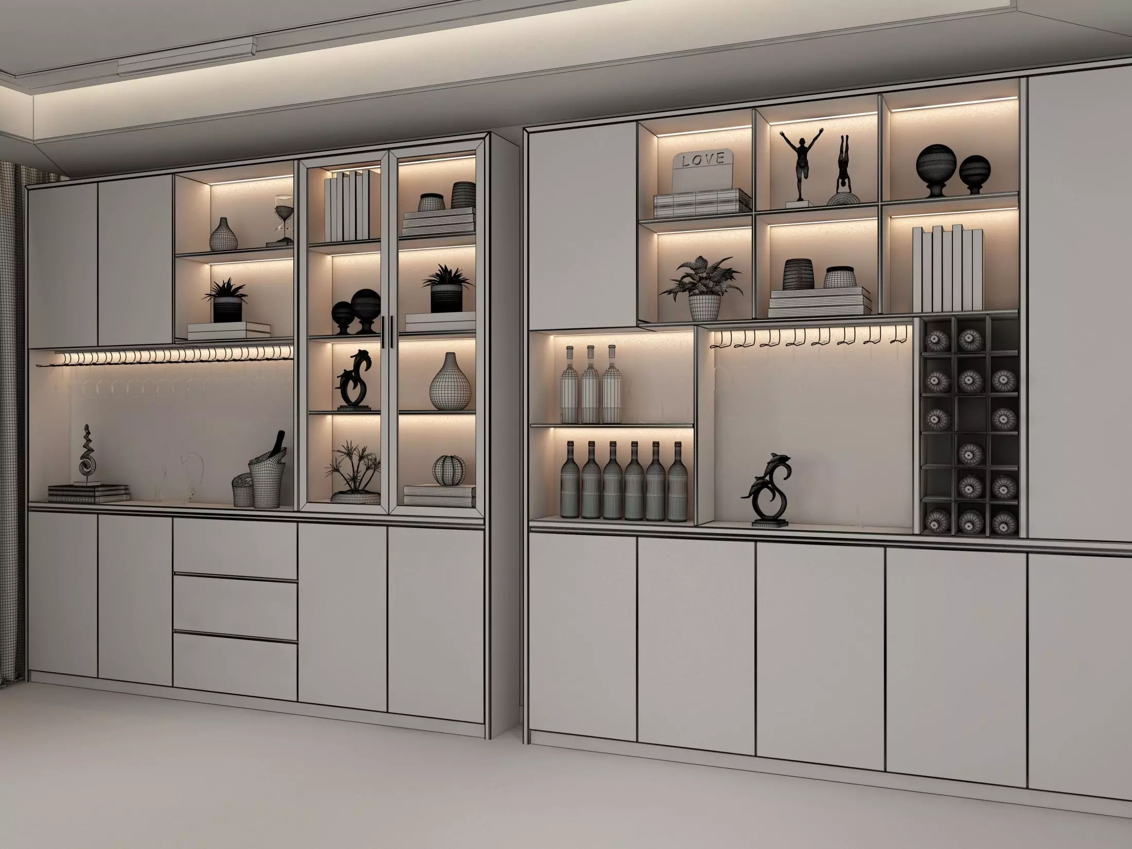 Wine cabinet Rack Cellar 3D model_6