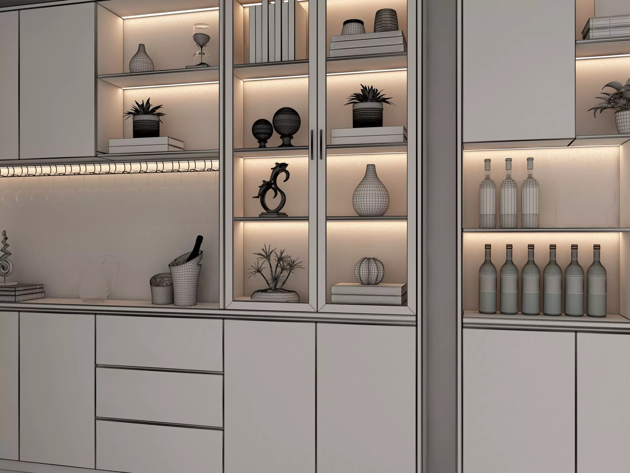 Wine cabinet Rack Cellar 3D model_8