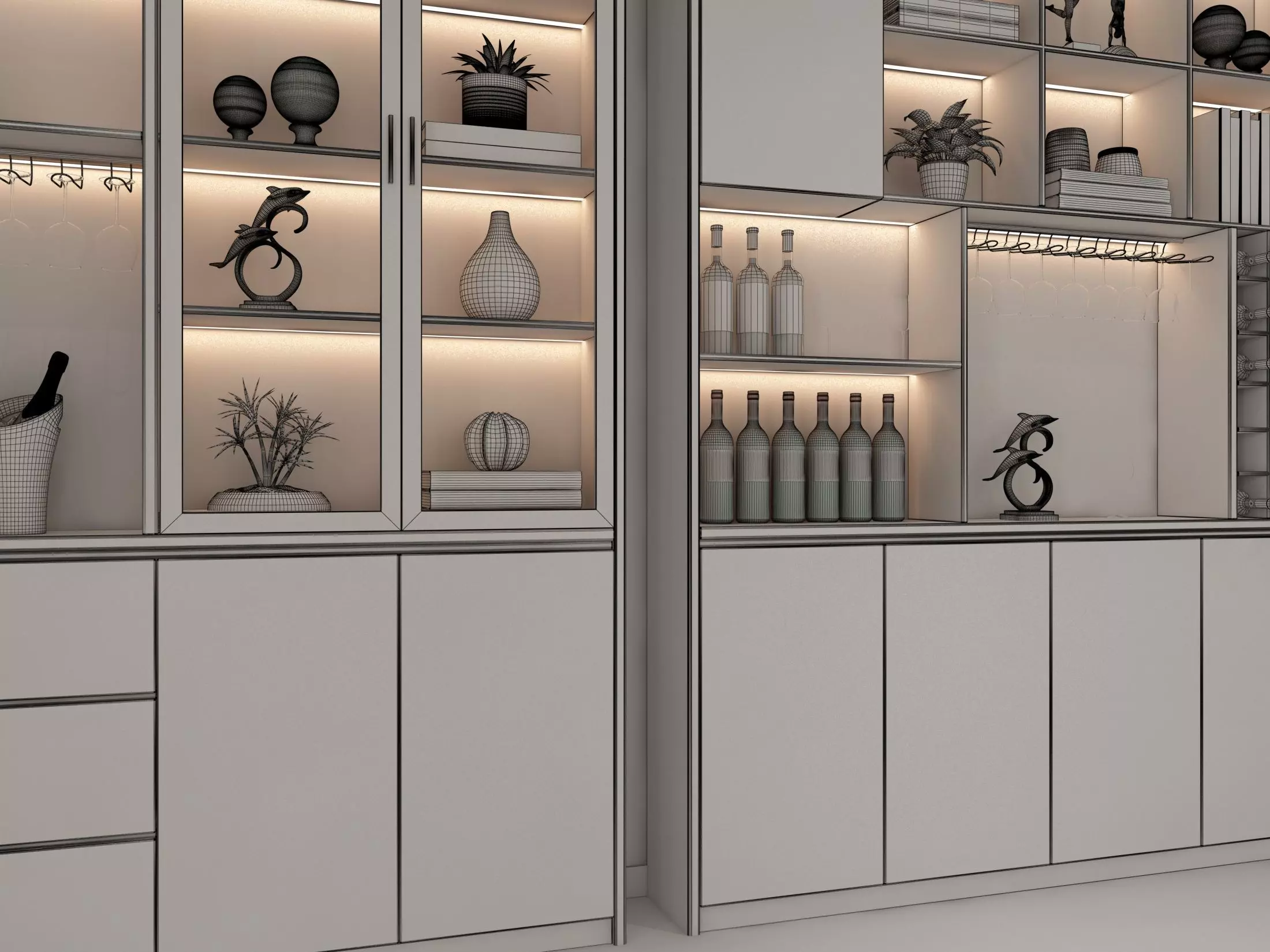 Wine cabinet Rack Cellar 3D model_9