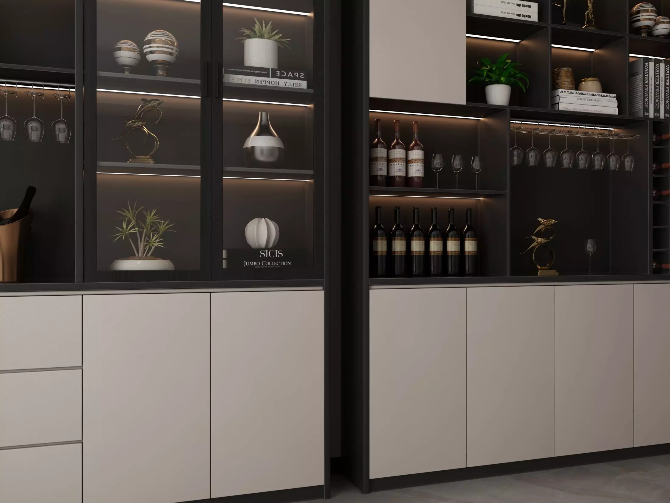 Wine cabinet Rack Cellar 3D model_4