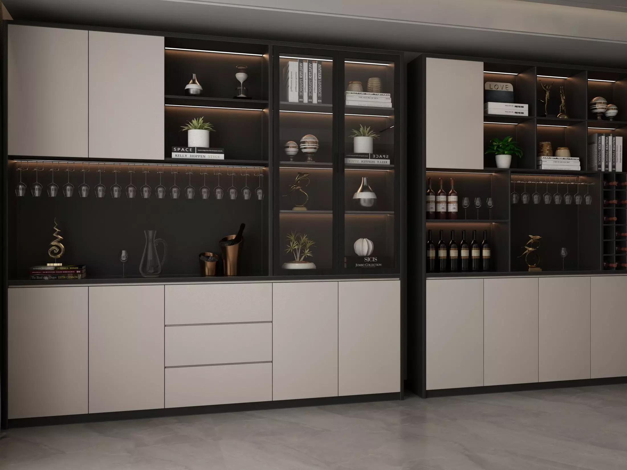 Wine cabinet Rack Cellar 3D model_2