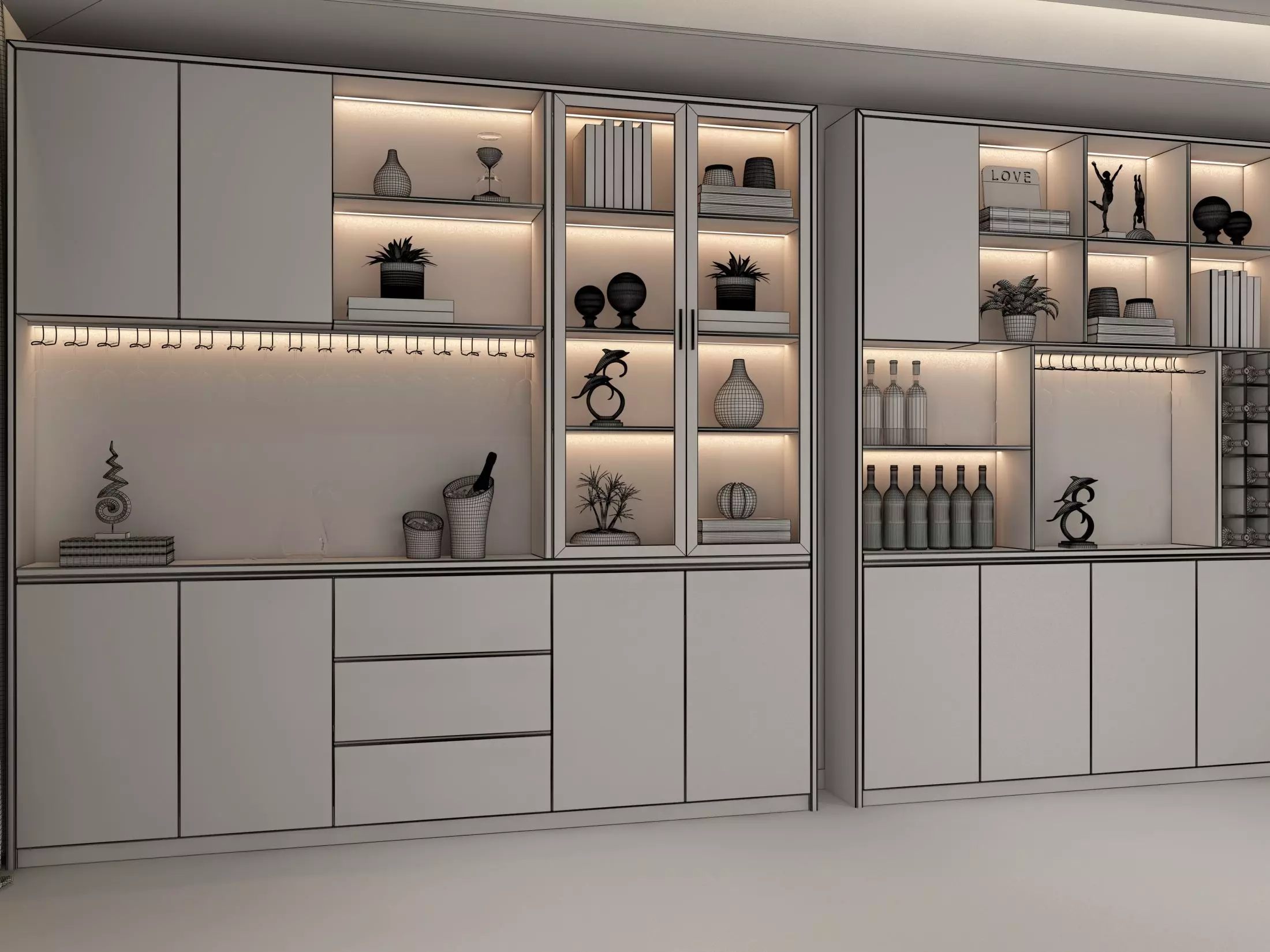 Wine cabinet Rack Cellar 3D model_7