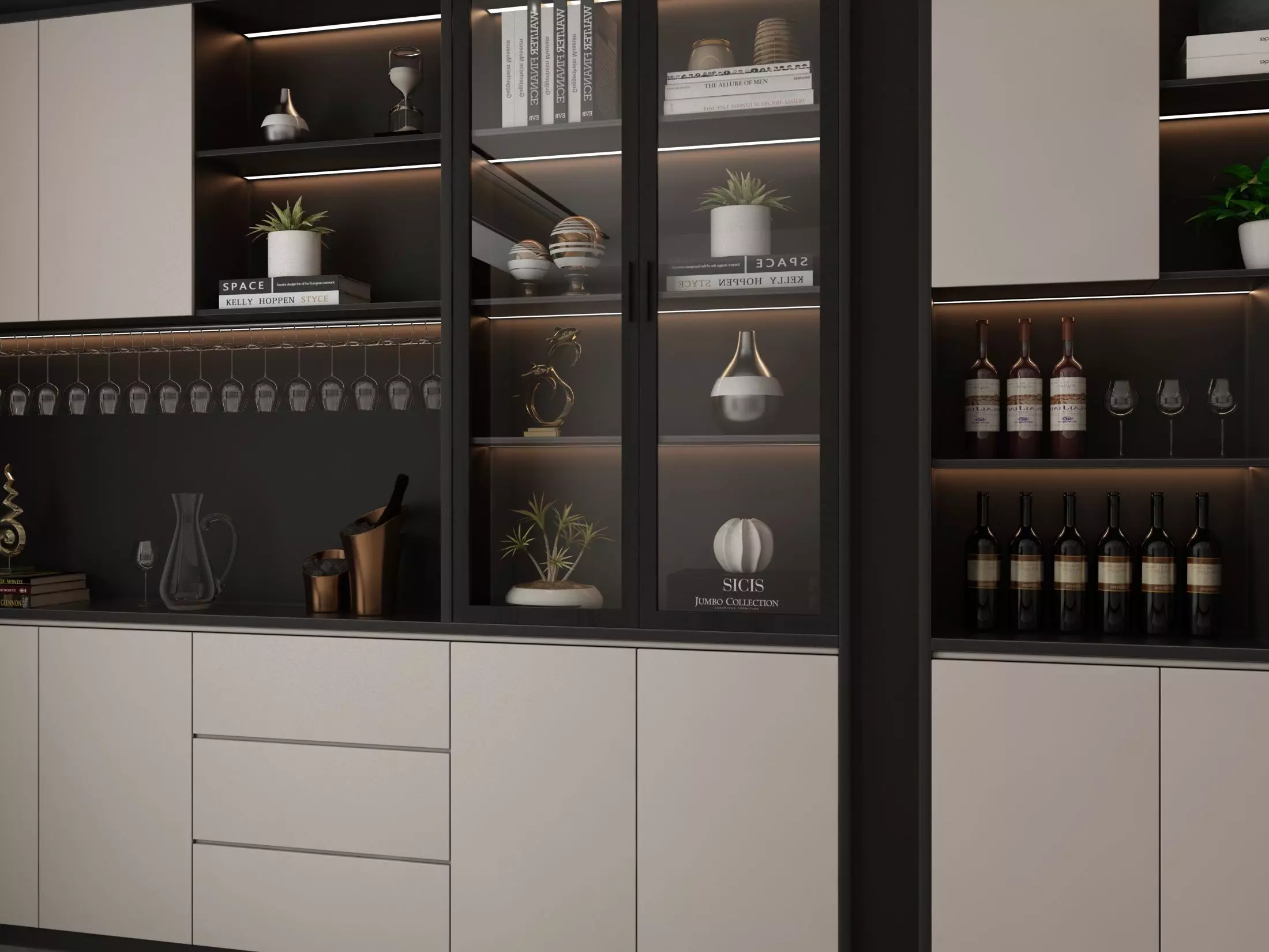 Wine cabinet Rack Cellar 3D model_3